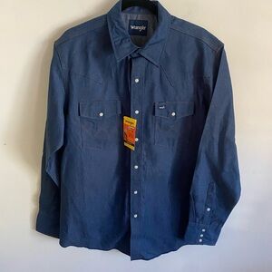 Wrangler Blue Casual Button Down Shirt